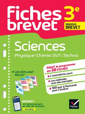 cover image of Fiches brevet Sciences 3e--Physique-Chimie, SVT, Technologie Brevet 2024